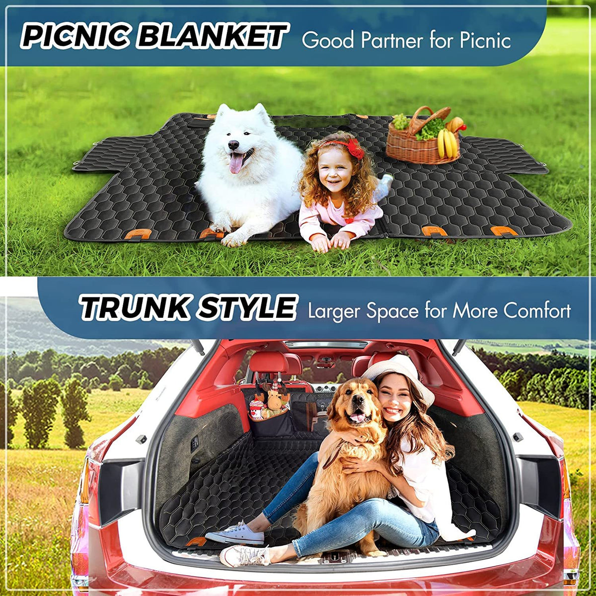 Waterproof Car Hammock for Dog 5-in-1 Dog Car Seat Cover for Back Seat