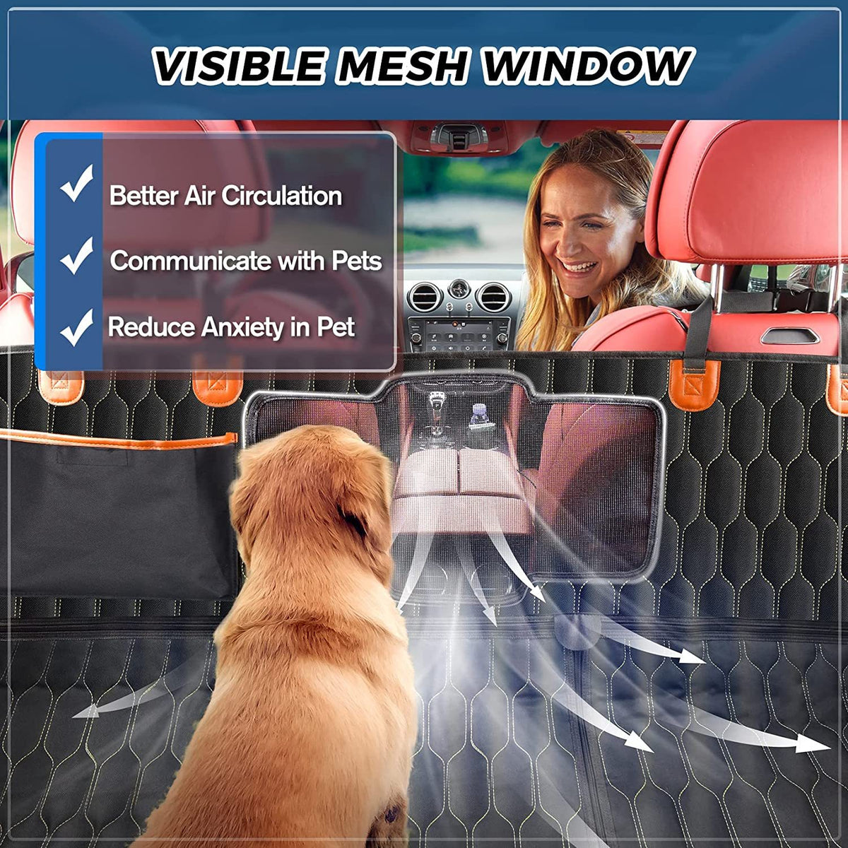 Waterproof Car Hammock for Dog 5-in-1 Dog Car Seat Cover for Back Seat