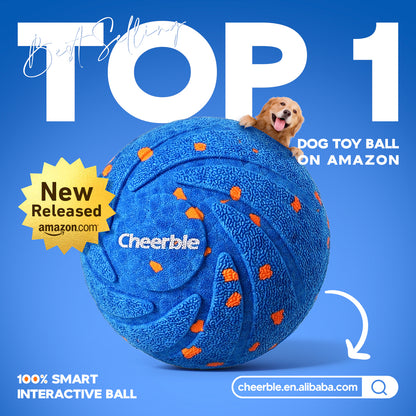 Cheerble New E-TPU Smart Interactive Dog Ball Toys Waterproof Touch Activated Rolling Eco-Friendly PC Material Modern Lovely